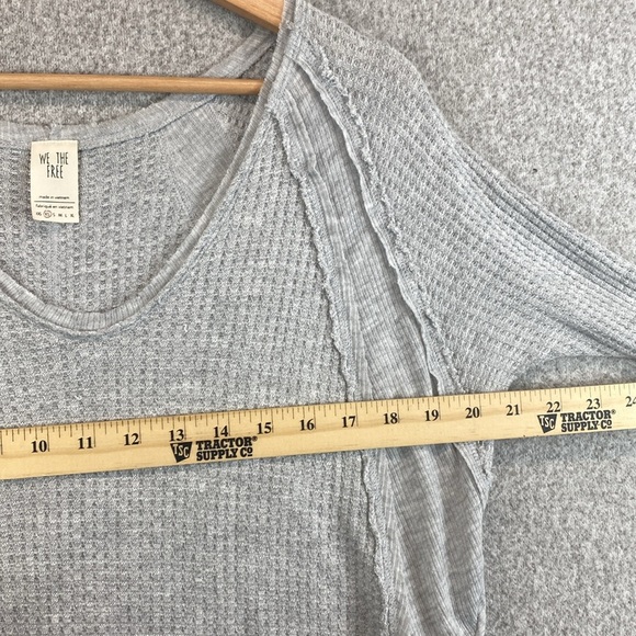 Free People thermal long sleeve tee XS oversized raw edge grunge boho waffle - Picture 3 of 8